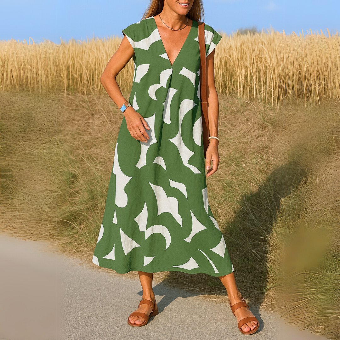 Evelyne | Robe fluide à col V