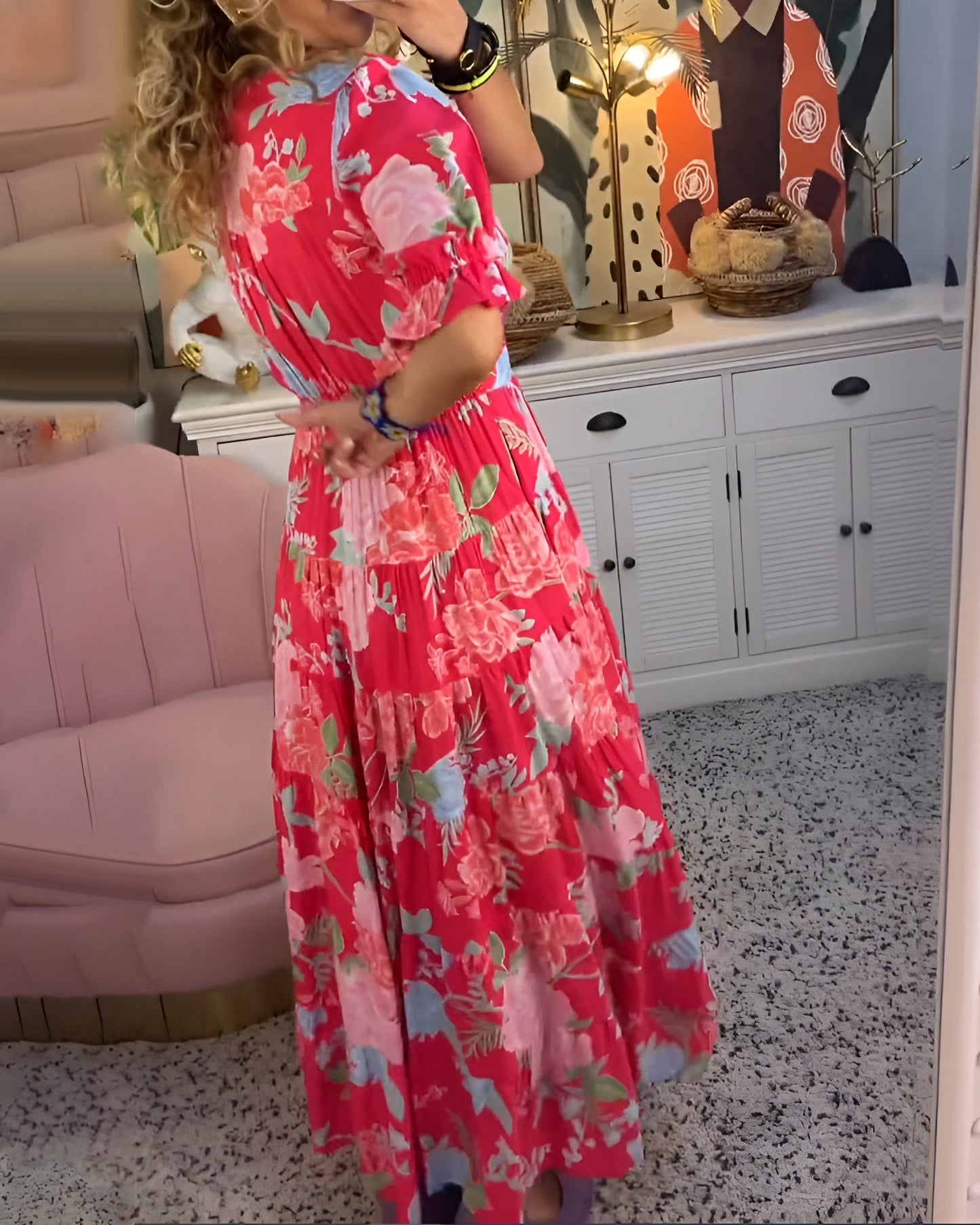 Sandy | Robe à poche col V imprimé fleuri