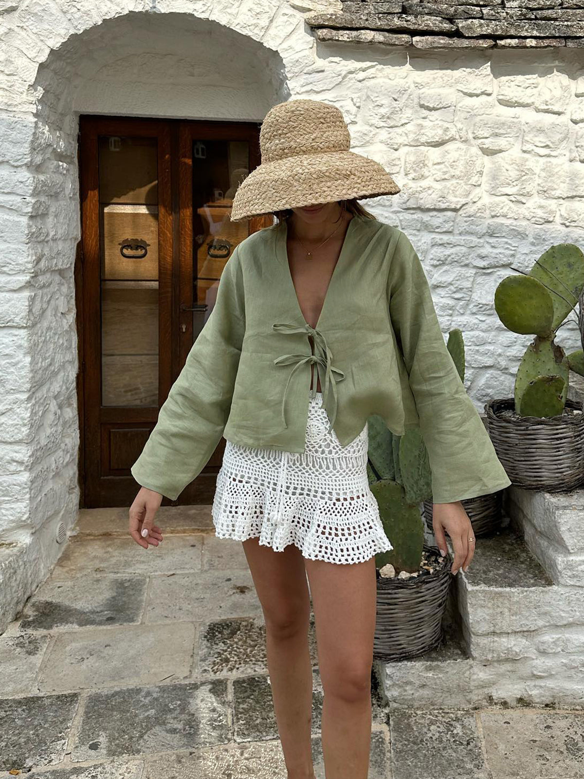 Charlotte | Blouse oversize à manches longues nouées sur le devant