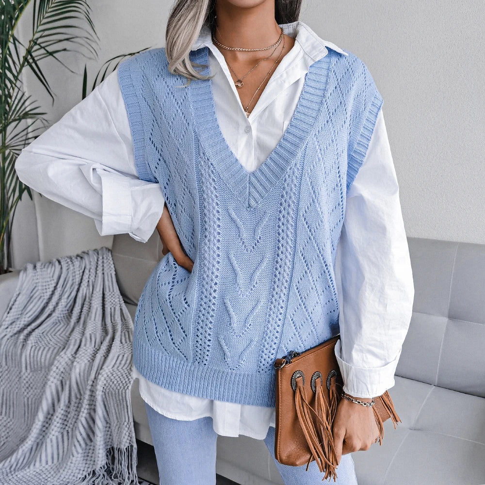 Madeleine | Gilet en maille à col en V