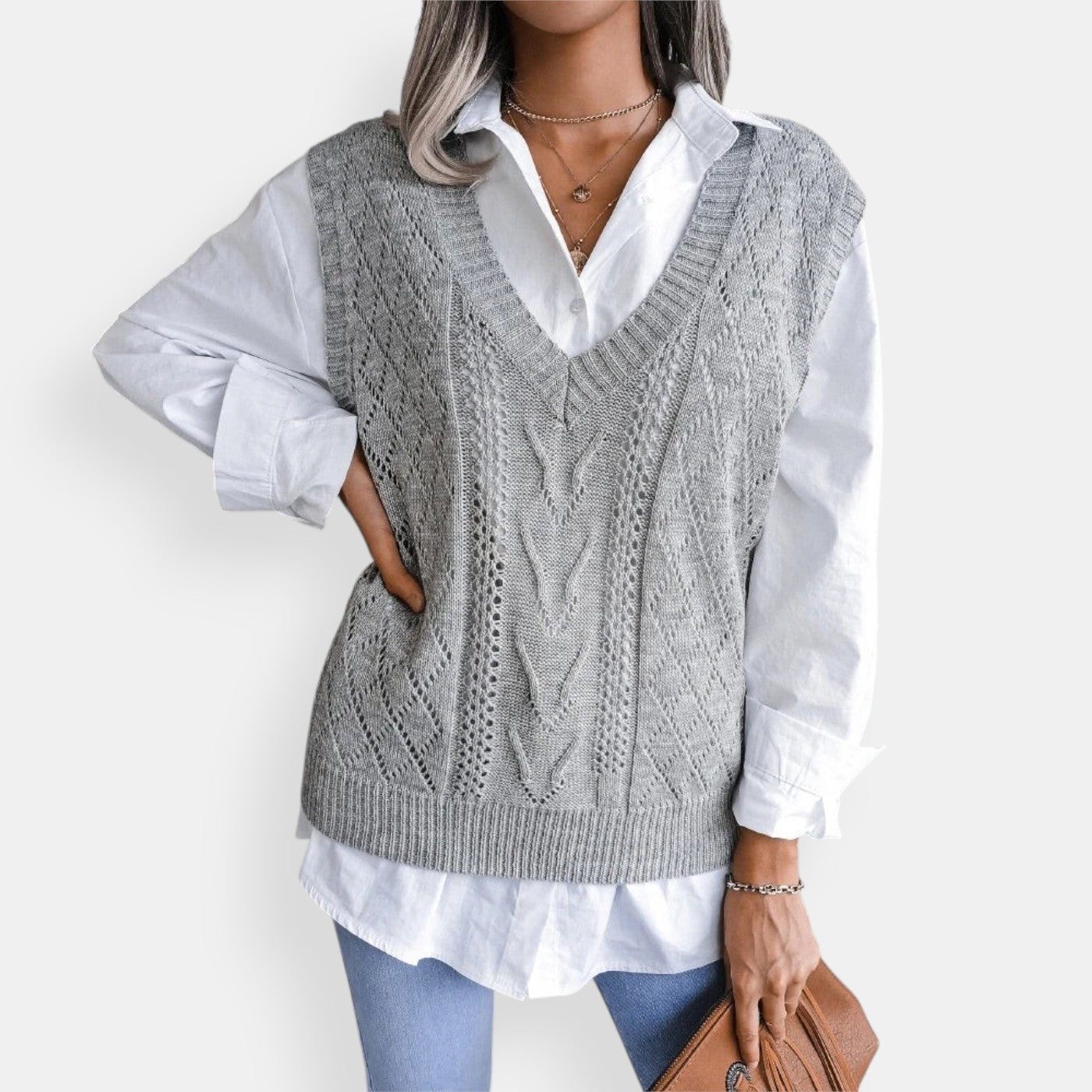 Madeleine | Gilet en maille à col en V