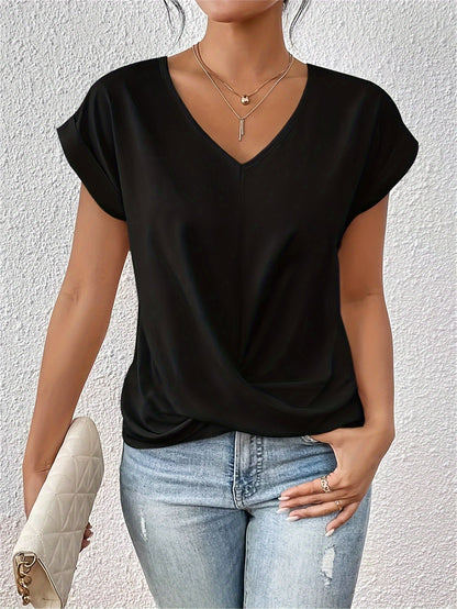 Saphira | T-shirt fluide à décolleté en V raffiné