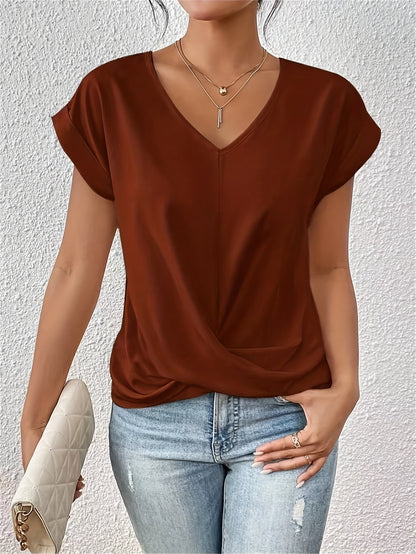 Saphira | T-shirt fluide à décolleté en V raffiné