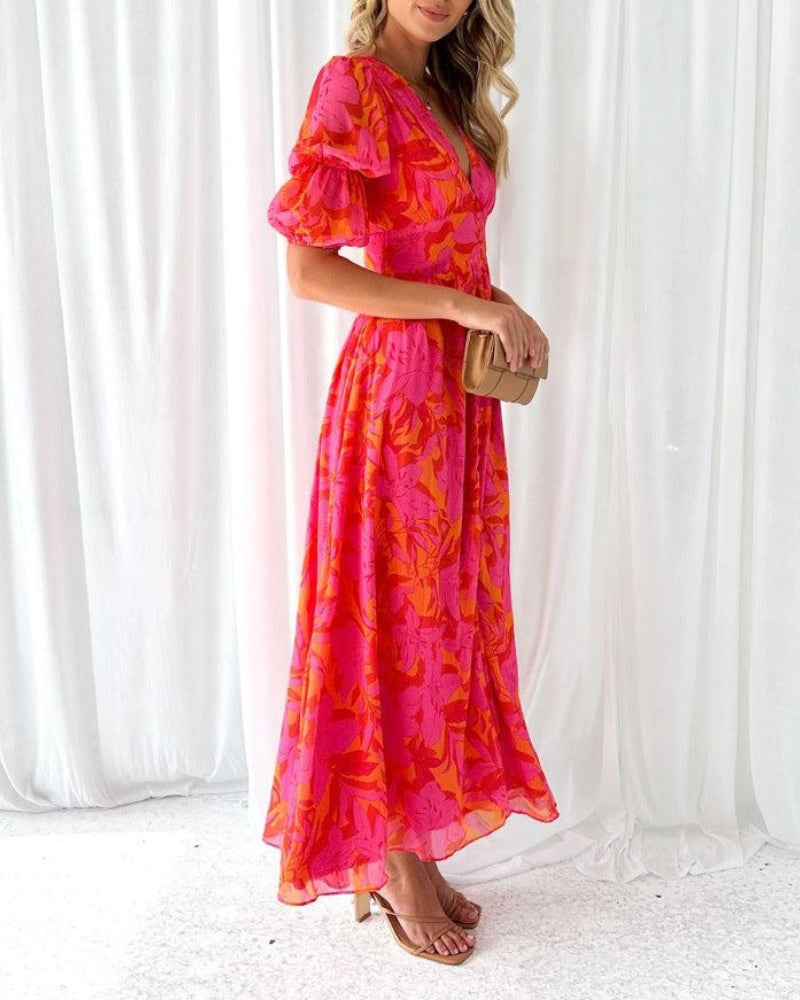 Cecile | Robe Maxi Rouge Rose