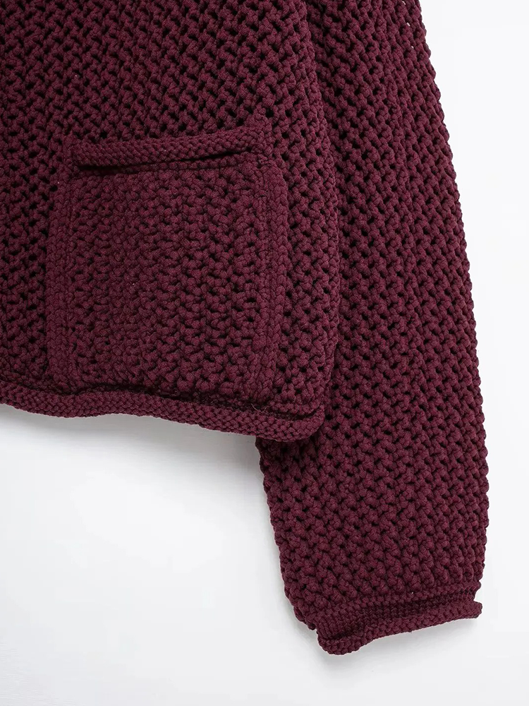 Kim - Gilet Grossièrement Tricoté avec Boutons Métalliques