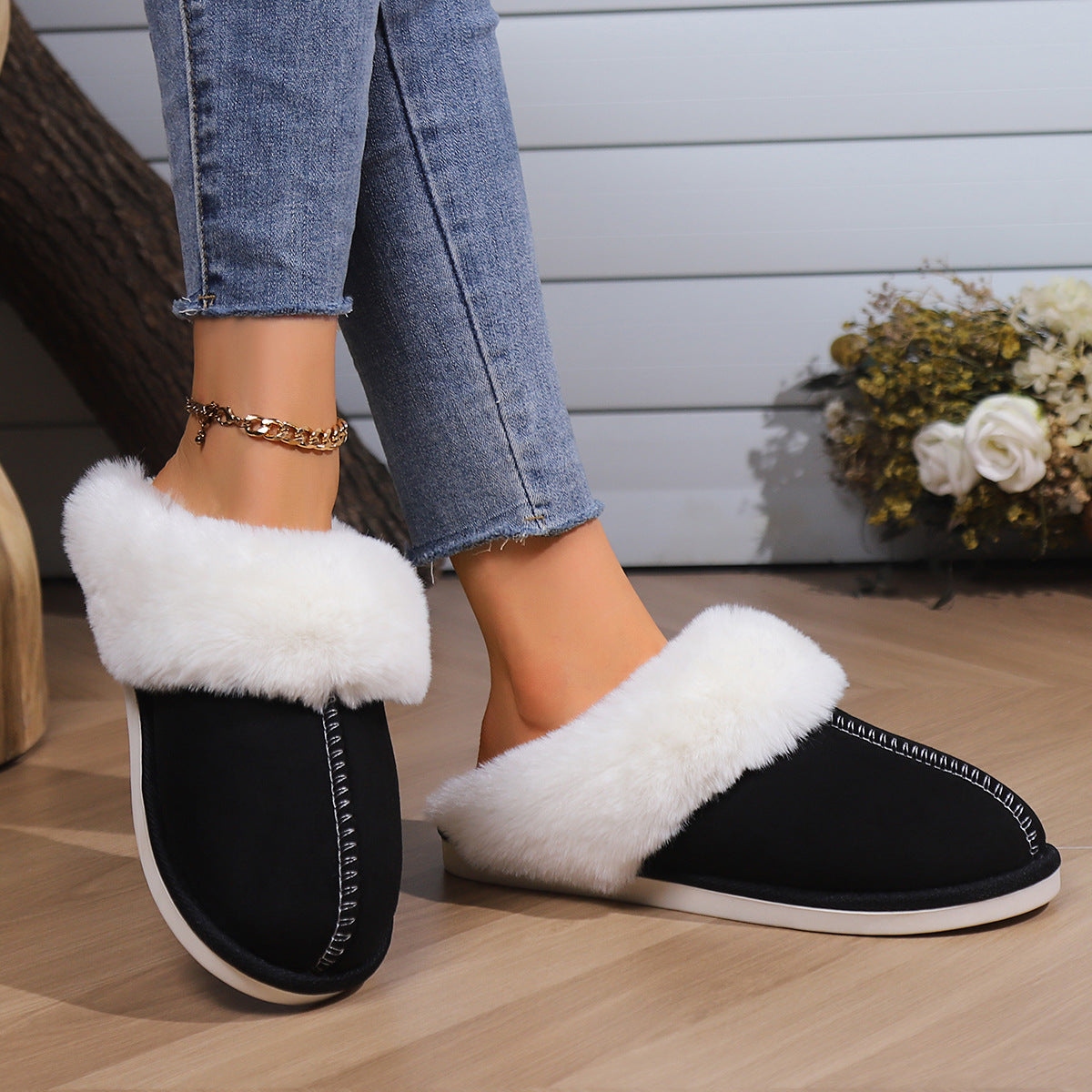 Chaussons d'intérieur chauds et moelleux