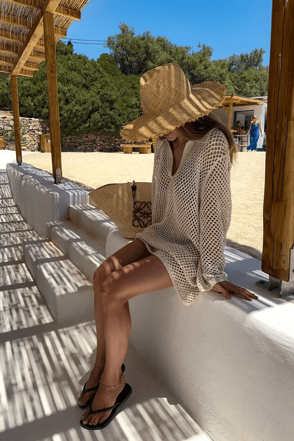 Julie | Robe de plage crochetée à manches longues - cover-up boho