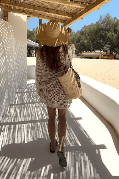 Julie | Robe de plage crochetée à manches longues - cover-up boho